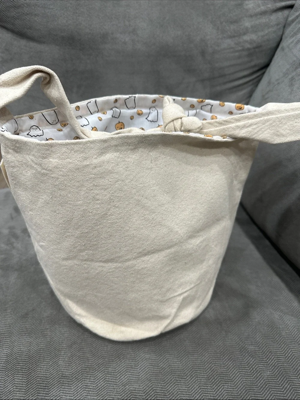 Rae Dunn TRICK OR TREAT Halloween Canvas Tote Bag Basket